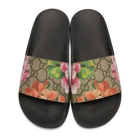 gucci slides with roses|gucci floral slides size 8.